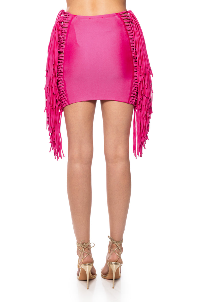 LAYLA SIDE FRINGE MINI SKIRT