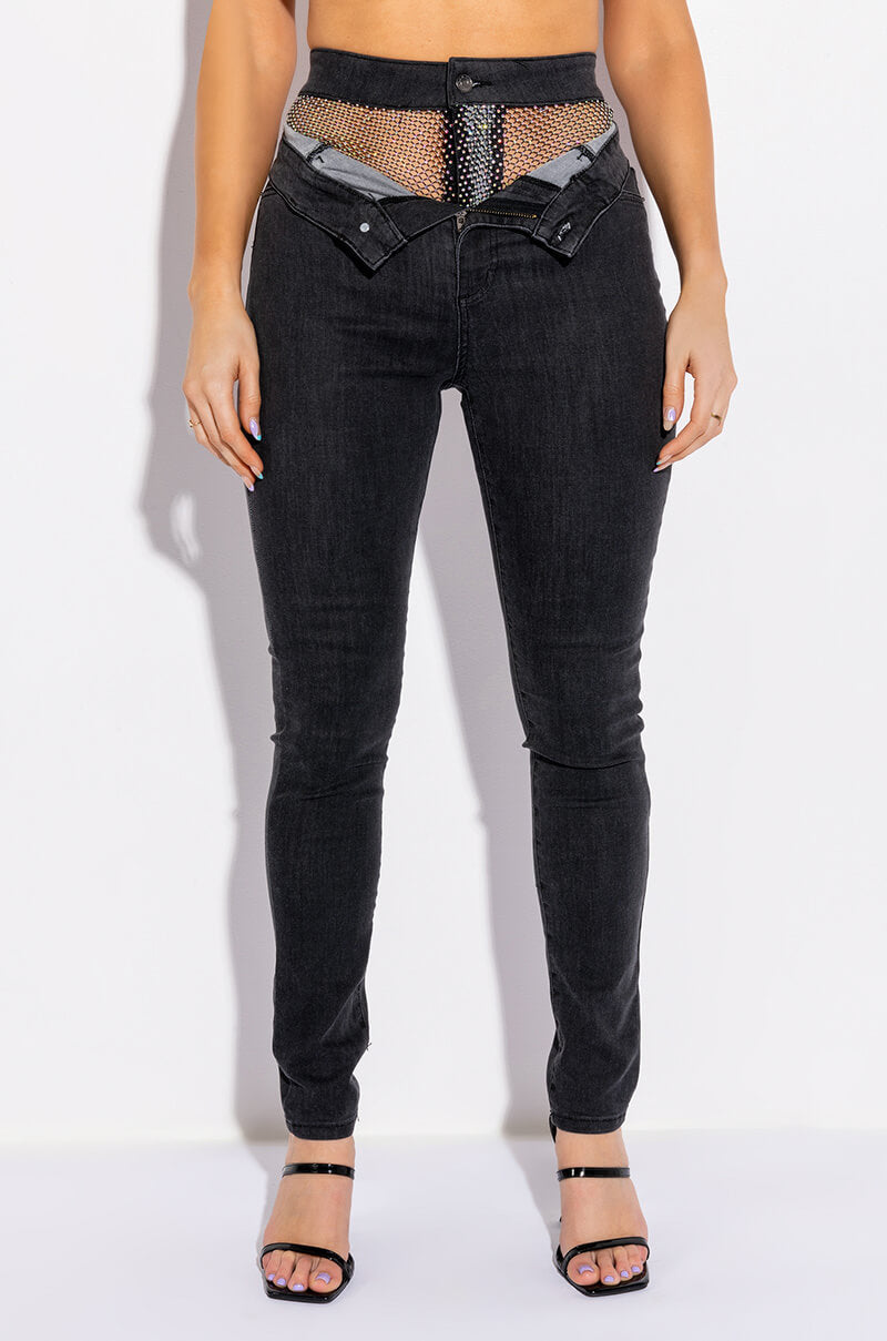 GIMME MORE RHINESTONE SKINNY JEANS