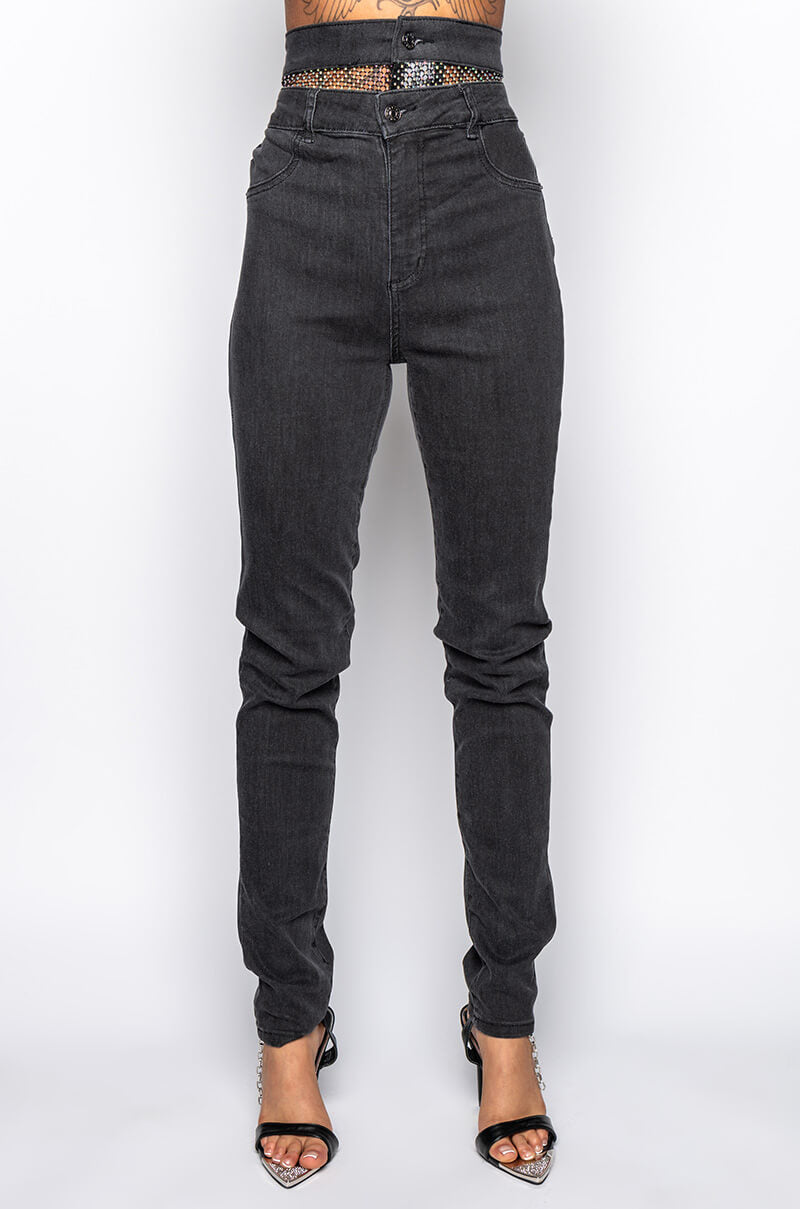 GIMME MORE RHINESTONE SKINNY JEANS