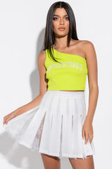 GINGER LACE PANEL PLEATED MINI SKIRT