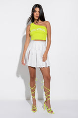GINGER LACE PANEL PLEATED MINI SKIRT