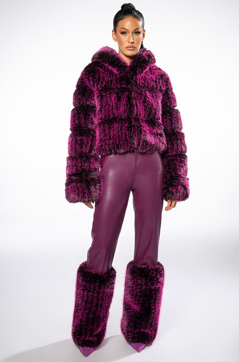 GIULIA THREE-DEE FAUX LEATHER FUR PANTS