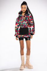 GO CRAZY PRINTED OVERSIZED HOODED SWEATSHIRT DRESS