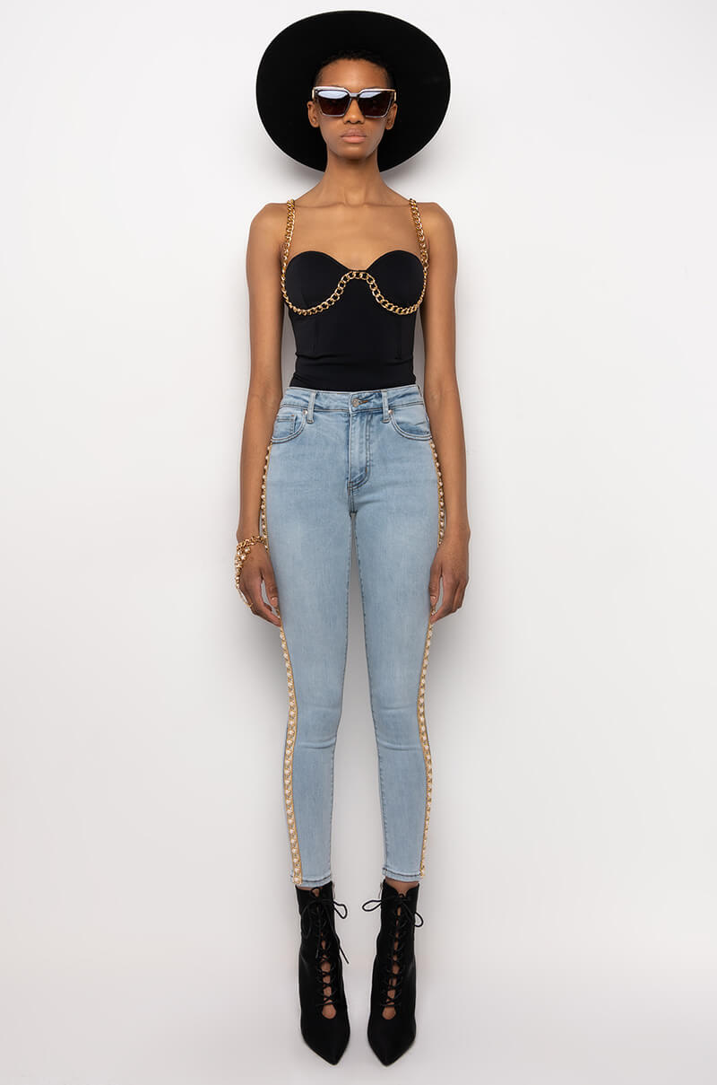 GOLDEN HOUR SKINNY JEANS WITH PEARLS