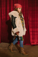 GOT IT FROM MY MAMA FAUX FUR PANEL COAT