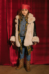 GOT IT FROM MY MAMA FAUX FUR PANEL COAT