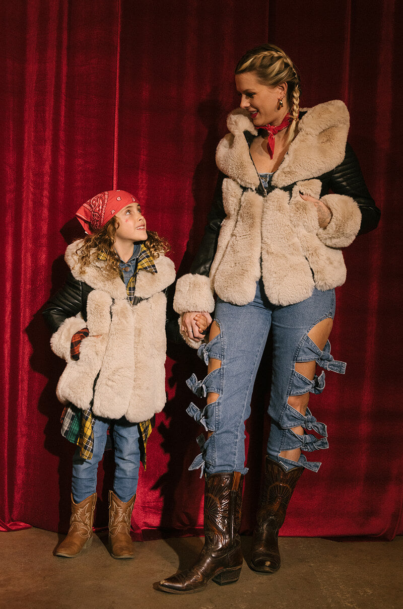 GOT IT FROM MY MAMA FAUX FUR PANEL COAT