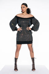 GOT IT GIRL RHINESTONE SWEATSHIRT DRESS
