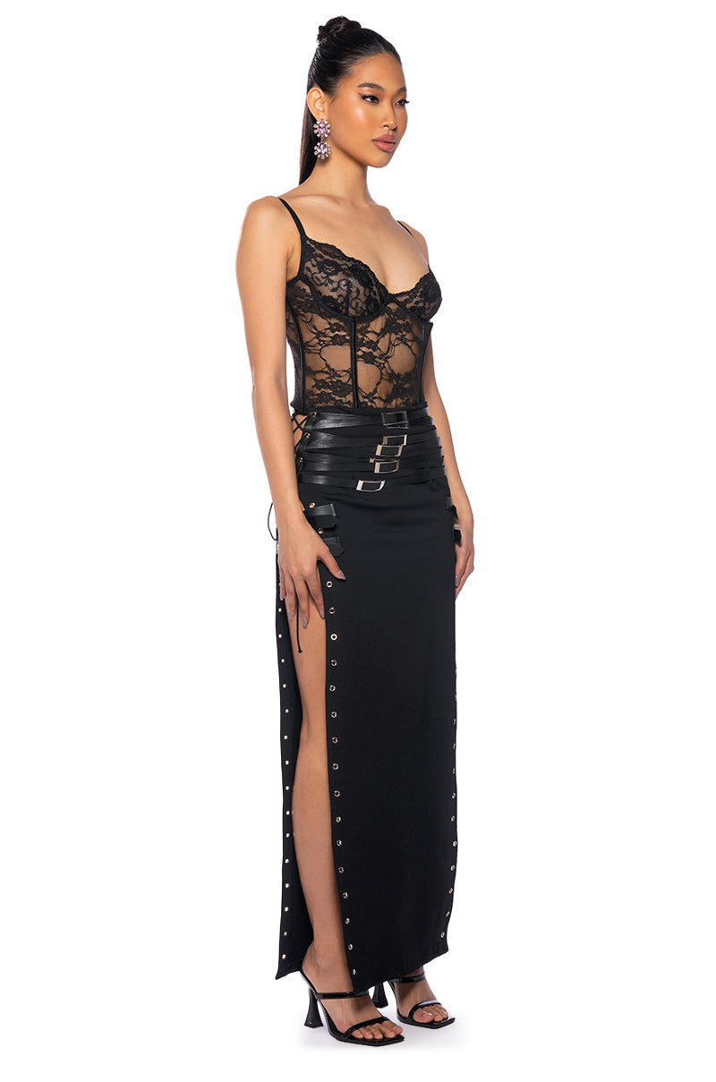 GOTHIC QUEEN LACE UP MAXI SKIRT