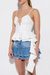GRAZIE RUFFLE DENIM MINI SKIRT