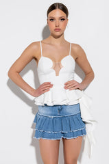 GRAZIE RUFFLE DENIM MINI SKIRT