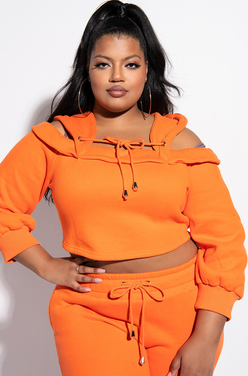 GUILTY BY ASSOCIATION CROPPED OFF THE SHOULDER SWEATSHIRT