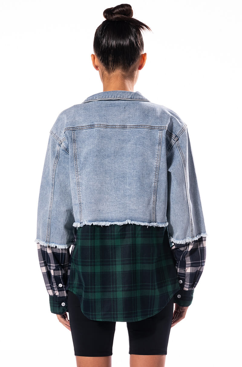 HAILEY DENIM PLAID OVERSIZED JACKET
