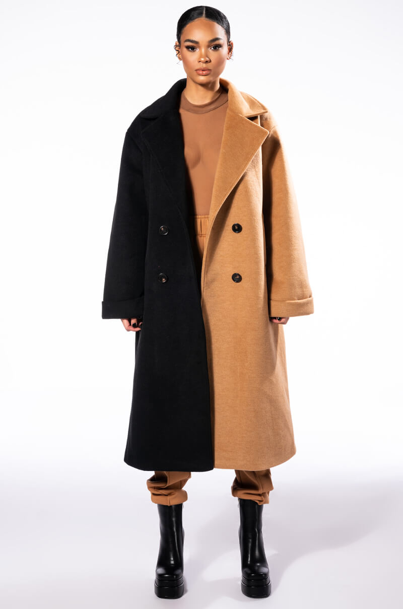HALF HALF WOOL LIKE TRENCH