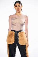 HANDS ON ME PRINTED MESH BODYSUIT