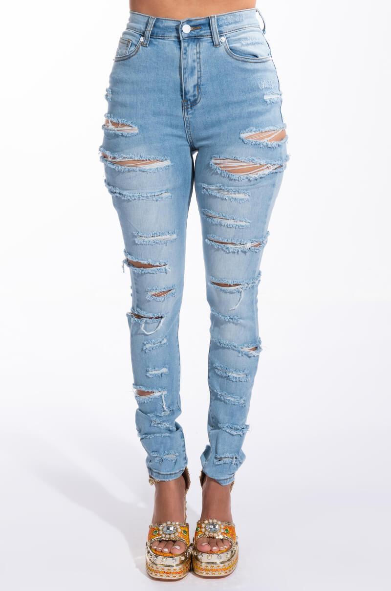 HANDS TO YOURSELF DISTRESSED SKINNY JEAN