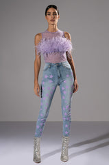 HAPPILY EVER AFTER SLEEVELESS FEATHER TOP