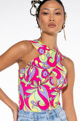 HAPPY DAZE CROSS OVER HALTER BODYSUIT