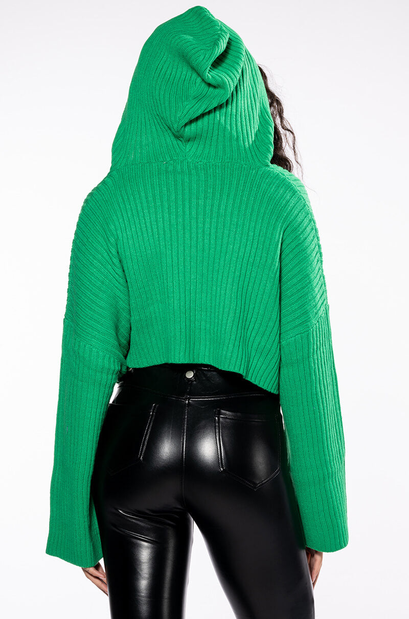 HAPPY GO LUCKY HOODED CROPPED SWEATER