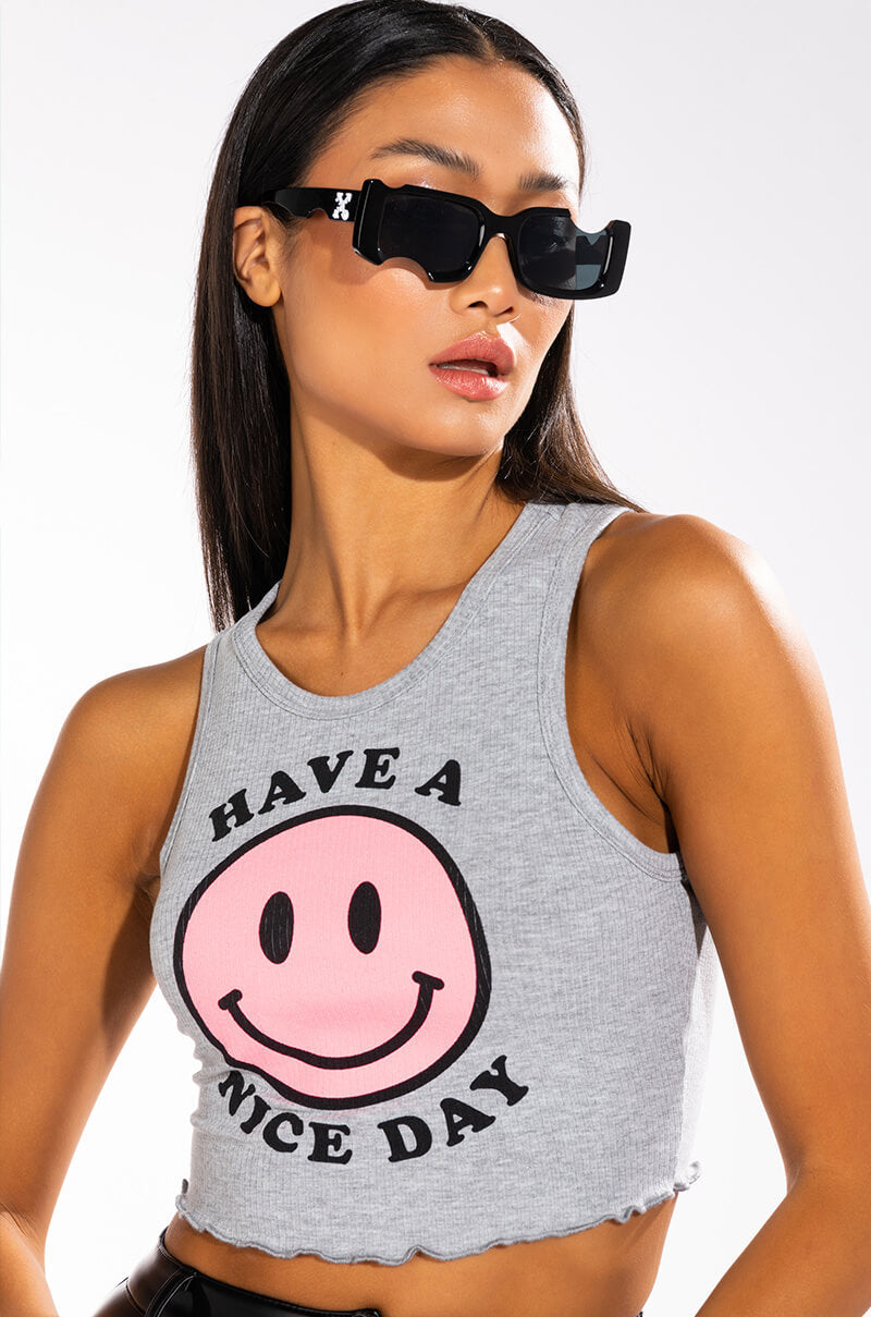HAVE A NICE DAY CROPPED RIB TANK