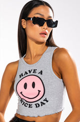 HAVE A NICE DAY CROPPED RIB TANK