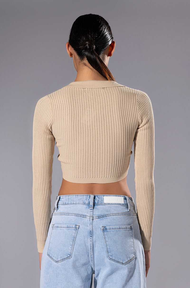 HAZEL COLLARED V NECK LONG SLEEVE SWEATER