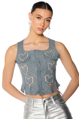 HEART ON DENIM VEST