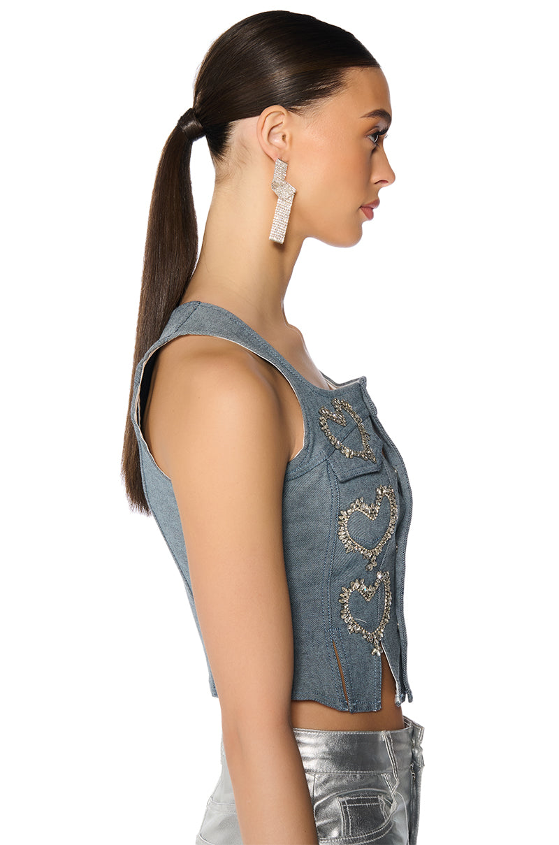 HEART ON DENIM VEST