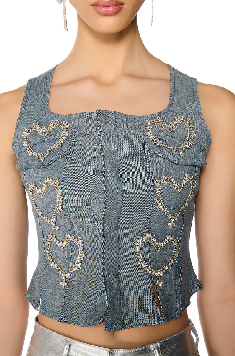 HEART ON DENIM VEST