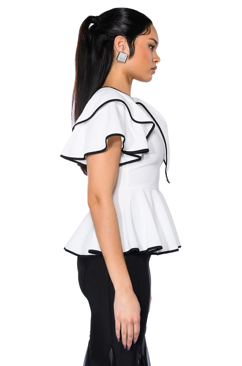 HEAVEN SENT SHORT SLEEVE PEPLUM BLOUSE