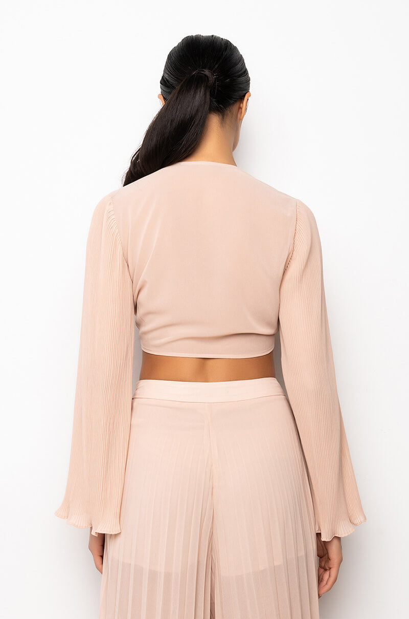 HEAVENS GATE TIE FRONT BUTTERFLY SLEEVE CHIFFON BLOUSE