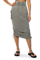 HURRICANE POCKET DETAIL MIDI SKIRT