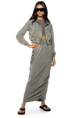 HURRICANE POCKET DETAIL MIDI SKIRT