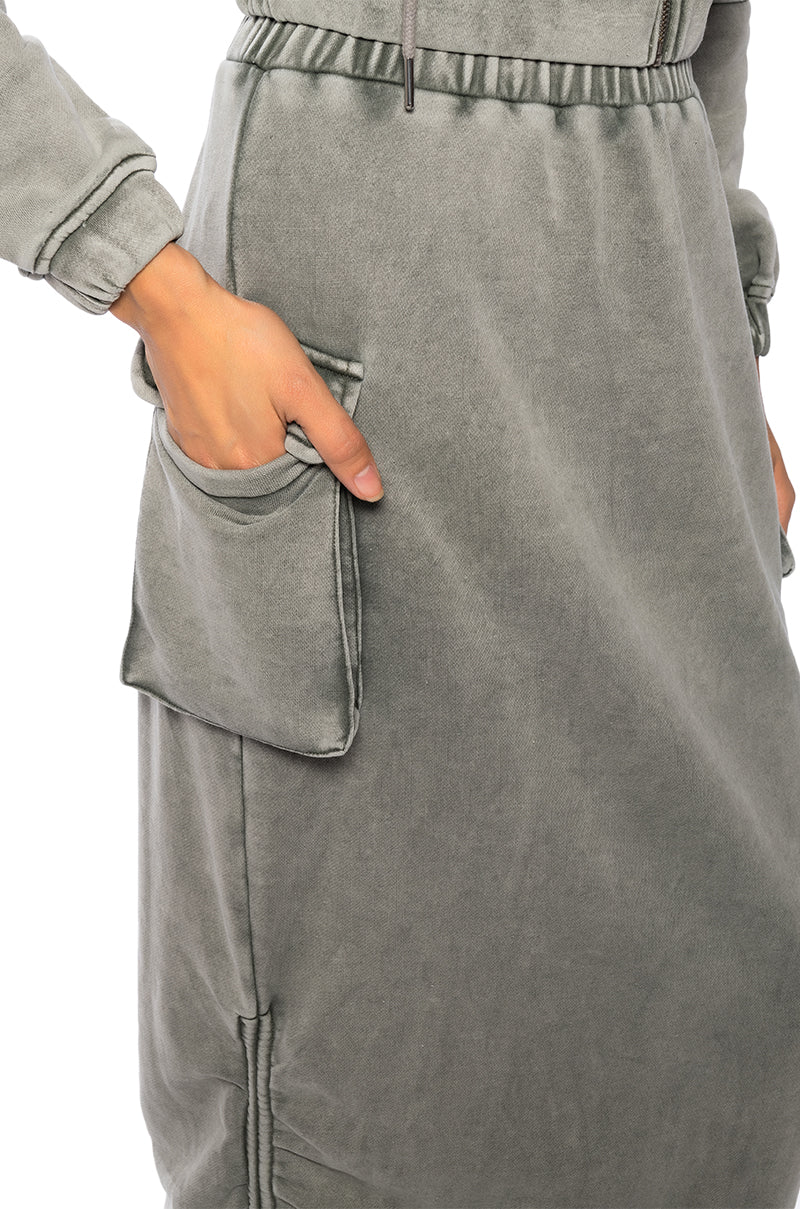 HURRICANE POCKET DETAIL MIDI SKIRT