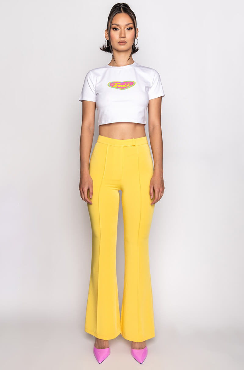 HERE COMES TROUBLE EMBELLISHED SHORT SLEEVE TEE