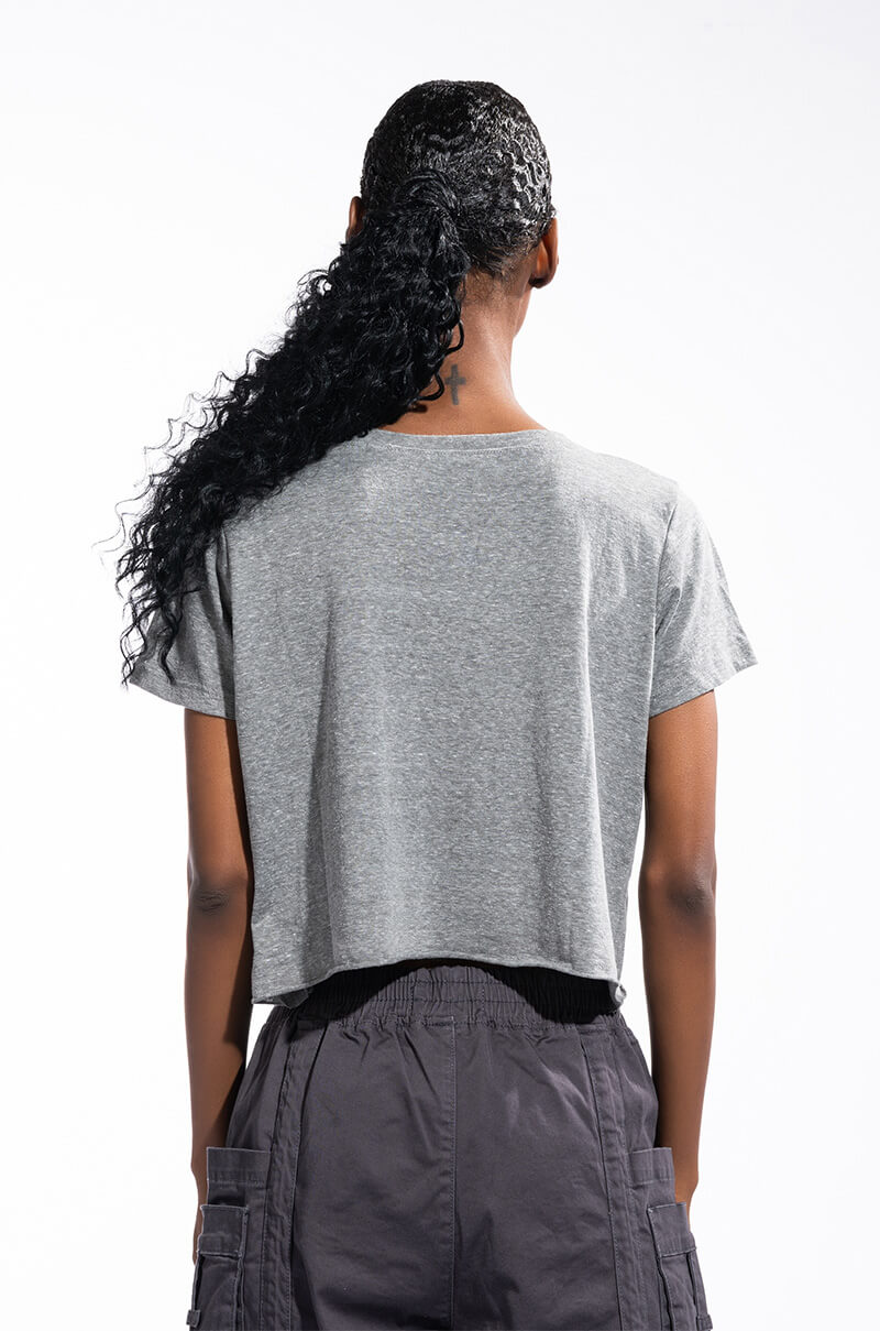 HERE FOR THE GOOD TIMES CROPPED CREW NECK TSHIRT