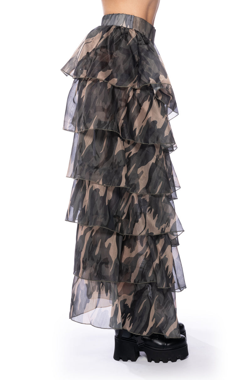 HIDDEN MOVES TIERED HIGH LOW SKIRT