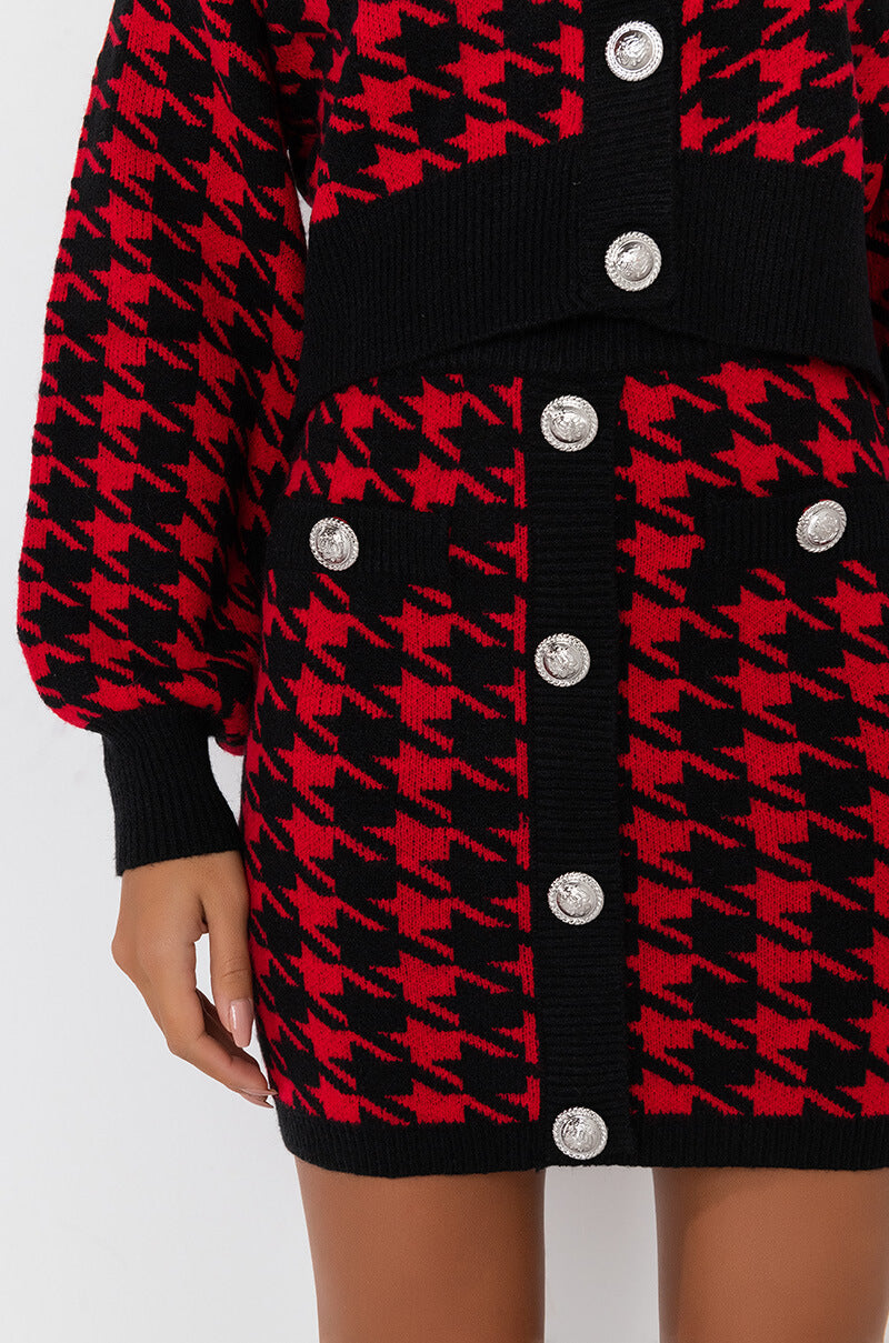 HIGH MAINTENANCE HOUNDSTOOTH MINI SKIRT