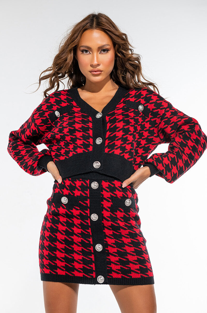 HIGH MAINTENANCE HOUNDSTOOTH MINI SKIRT