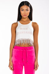HIGH STANDARDS RHINESTONE FRINGE CROP TANK
