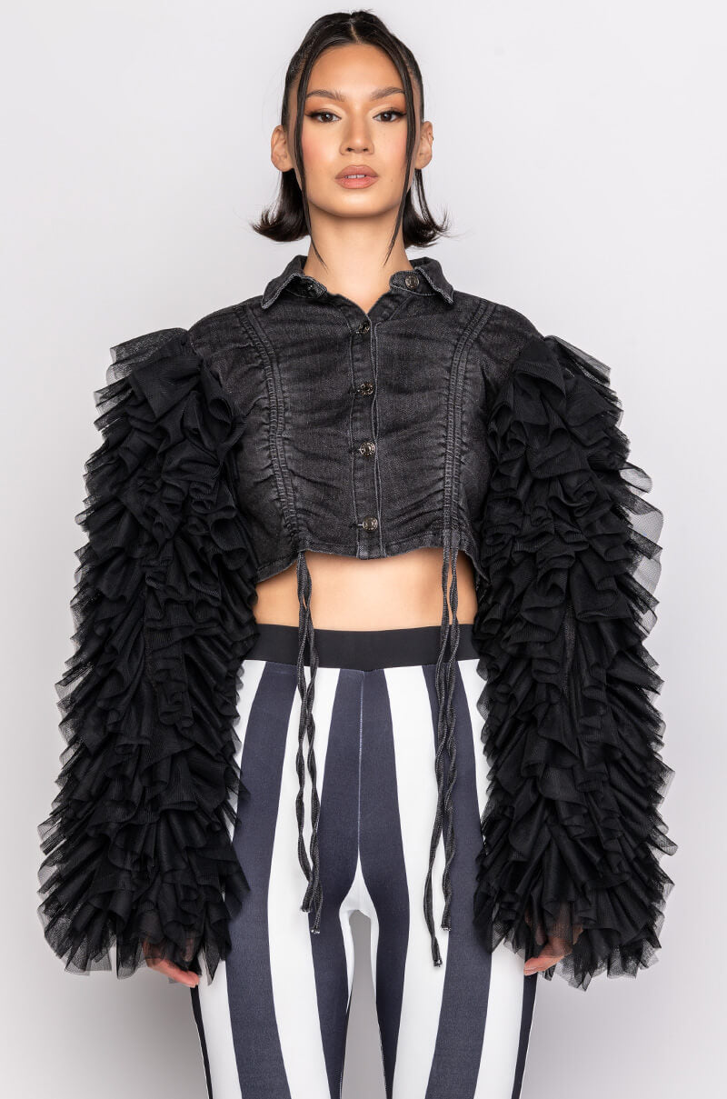 HIGHWAY TO HELL RUFFLE ARM JACKET