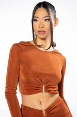 HOLD UP SLINKY LONG SLEEVE CROP TOP