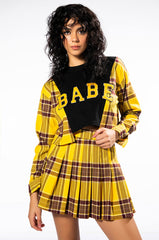 COLLEGIATE HOMECOMING BABE LAYERED CROPPED CREWNECK SWEATSHIRT