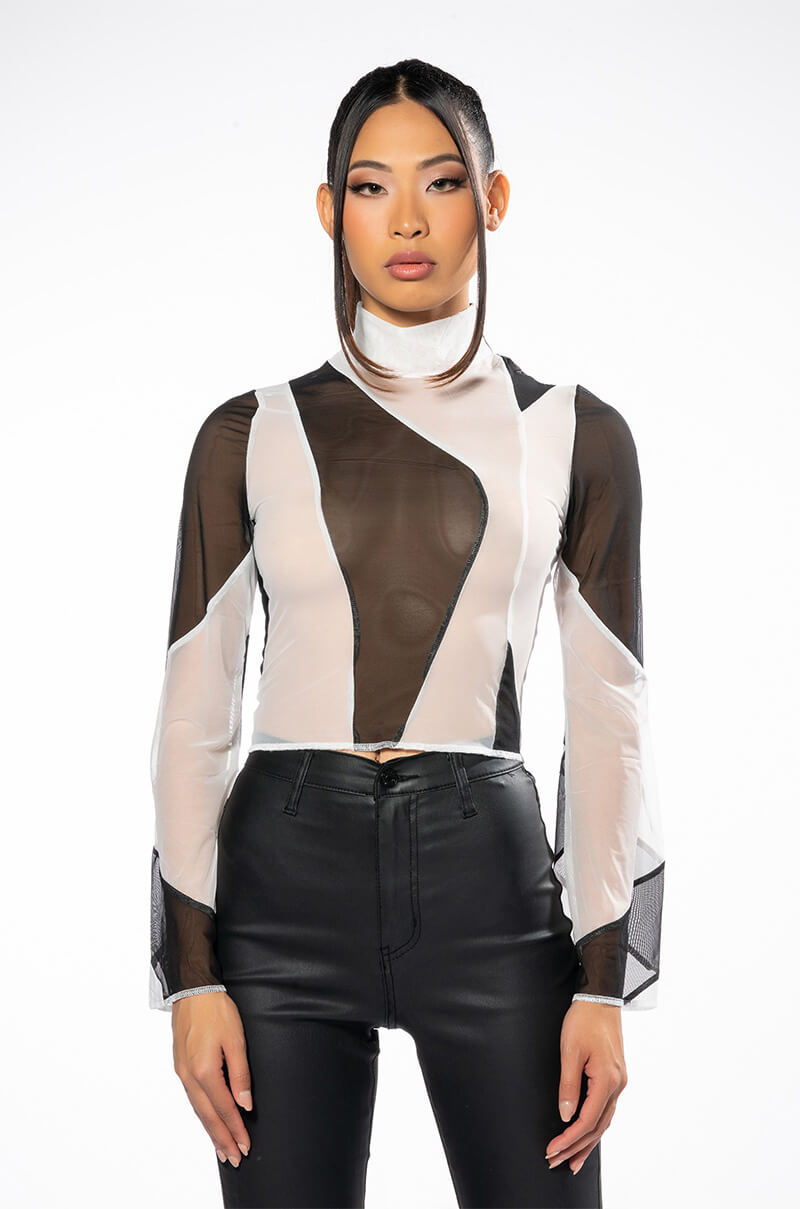 HOMETOWN MESH LONG SLEEVE TOP