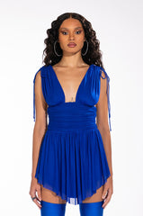 HONEY BEAN SLEEVELESS RUCHED MINI DRESS