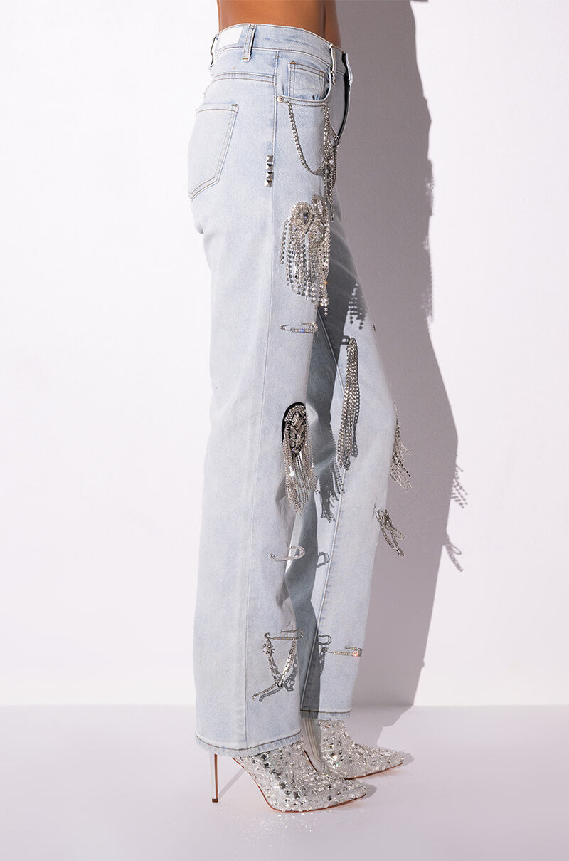 HOUDINI EMBELLISHED WIDE LEG JEAN