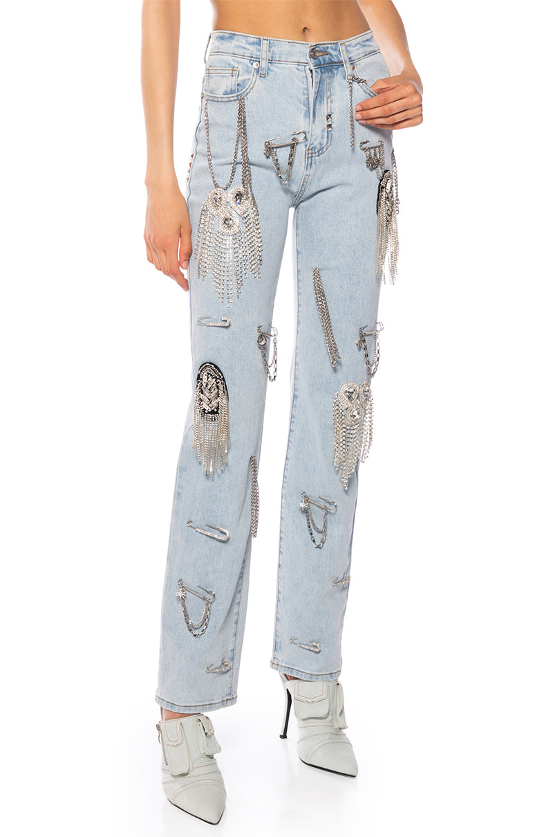 HOUDINI EMBELLISHED WIDE LEG JEAN