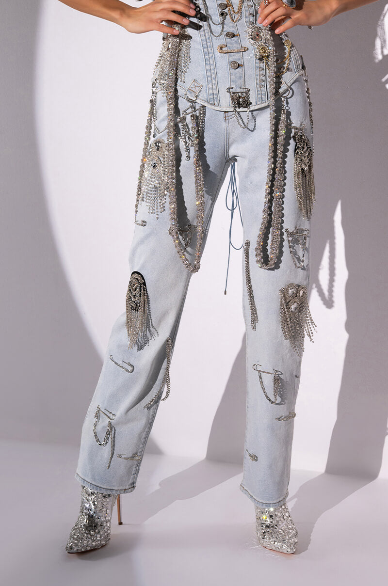 HOUDINI EMBELLISHED WIDE LEG JEAN