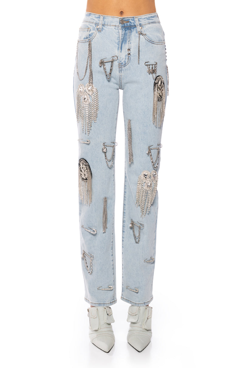 HOUDINI EMBELLISHED WIDE LEG JEAN
