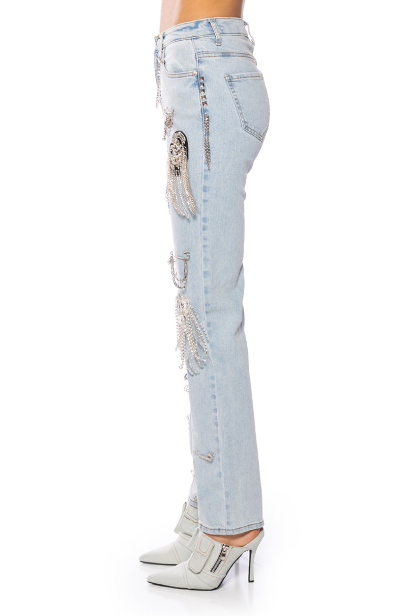HOUDINI EMBELLISHED WIDE LEG JEAN